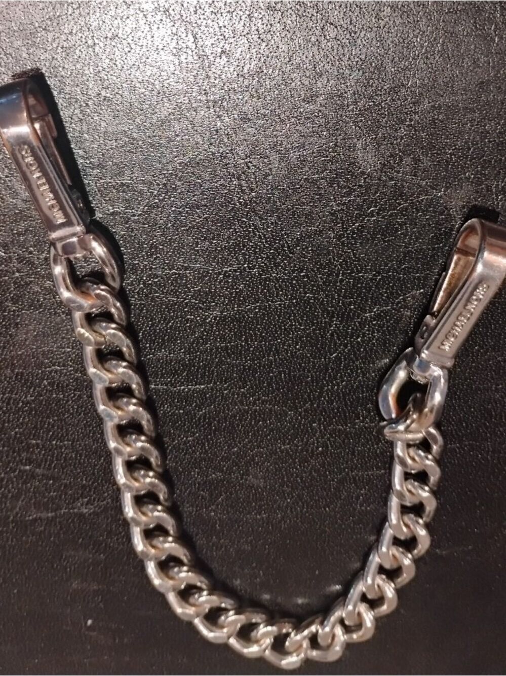 Michael Kors Silver Curbed Chain Strap with Logo Clips